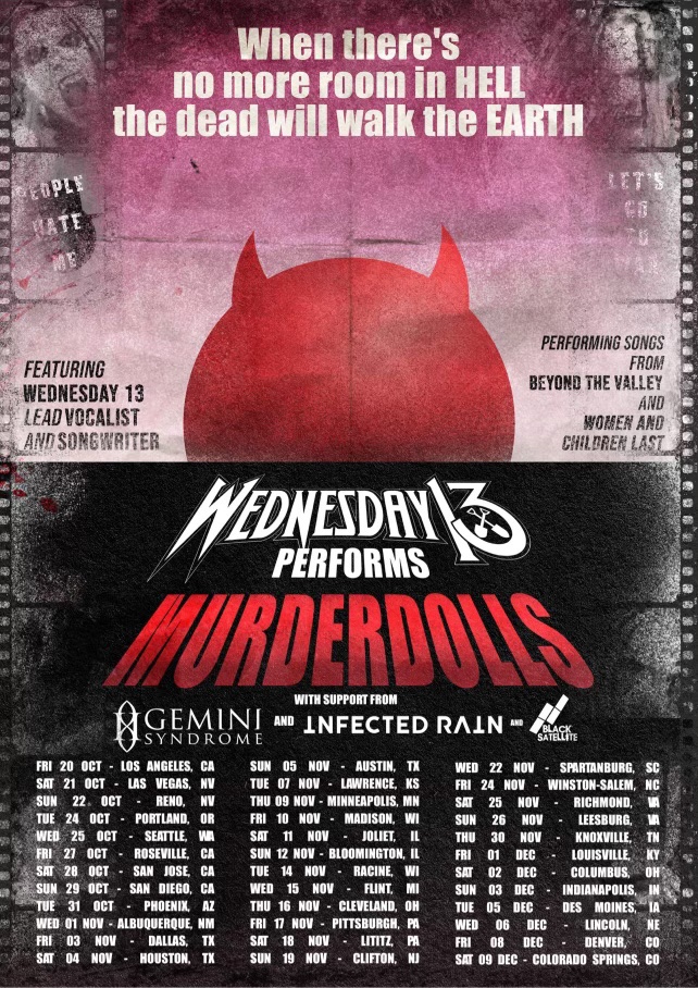 officialwed13's tweet photo. 🗣USA Tour Announcement‼️

Wednesday 13 performs Murderdolls this fall.

All Dates/venues info at:
https://t.co/ZPUxS01uus https://t.co/rIZggVtvVn