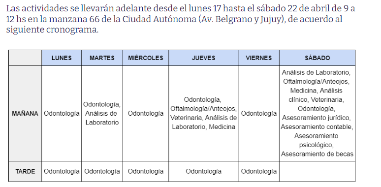 Mau_Albornoz's tweet photo. La UBA dará servicios gratuitos: atención odontológica, médica, análisis de sangre, confección de anteojos, servicios veterinarios y asesoramiento jurídico/contable de manera gratuita en la Manzana 66 (Av. Belgrano y Jujuy) en CABA. 
⭕Hasta el sábado 22 d abril https://t.co/c2QHFWnc6B