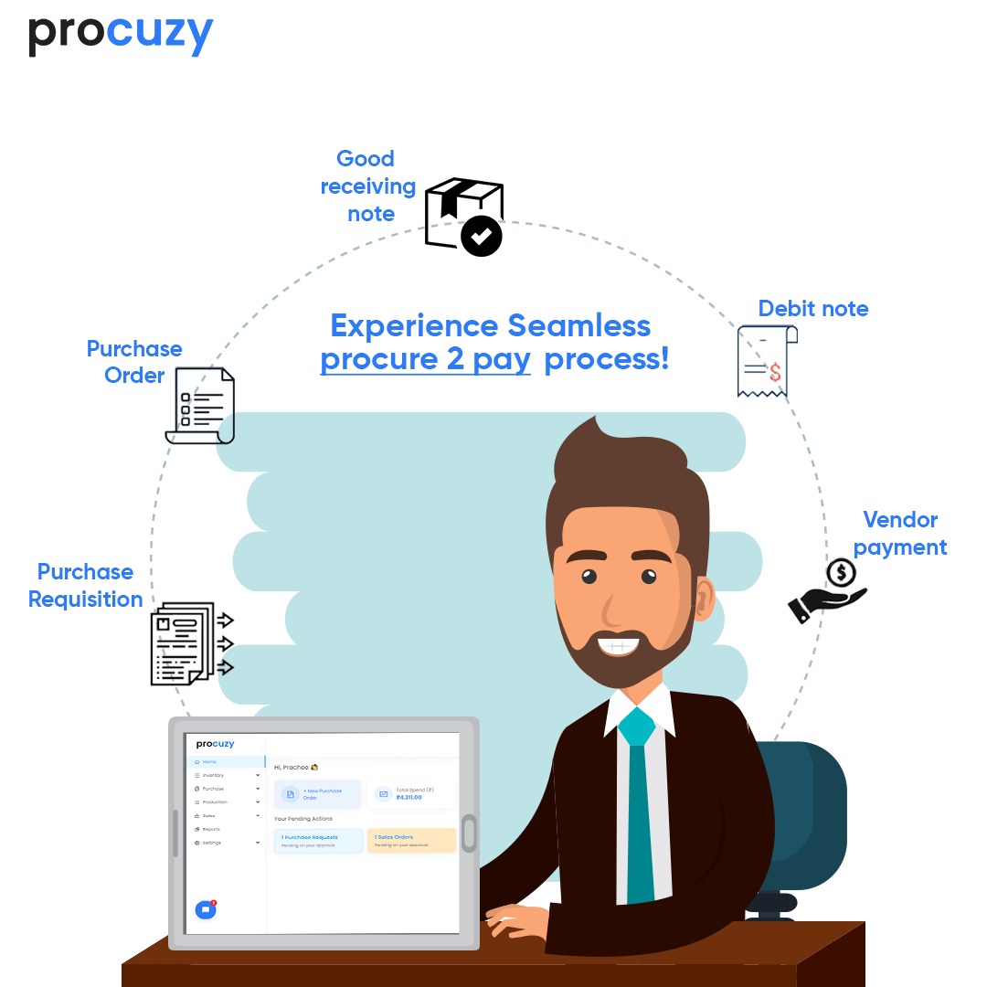 procuzy's tweet photo. No more juggling with different platforms, experience a
seamless process right from issuing a purchase order to
making vendor pay-outs on one single platform! https://t.co/jJmKzPmkud