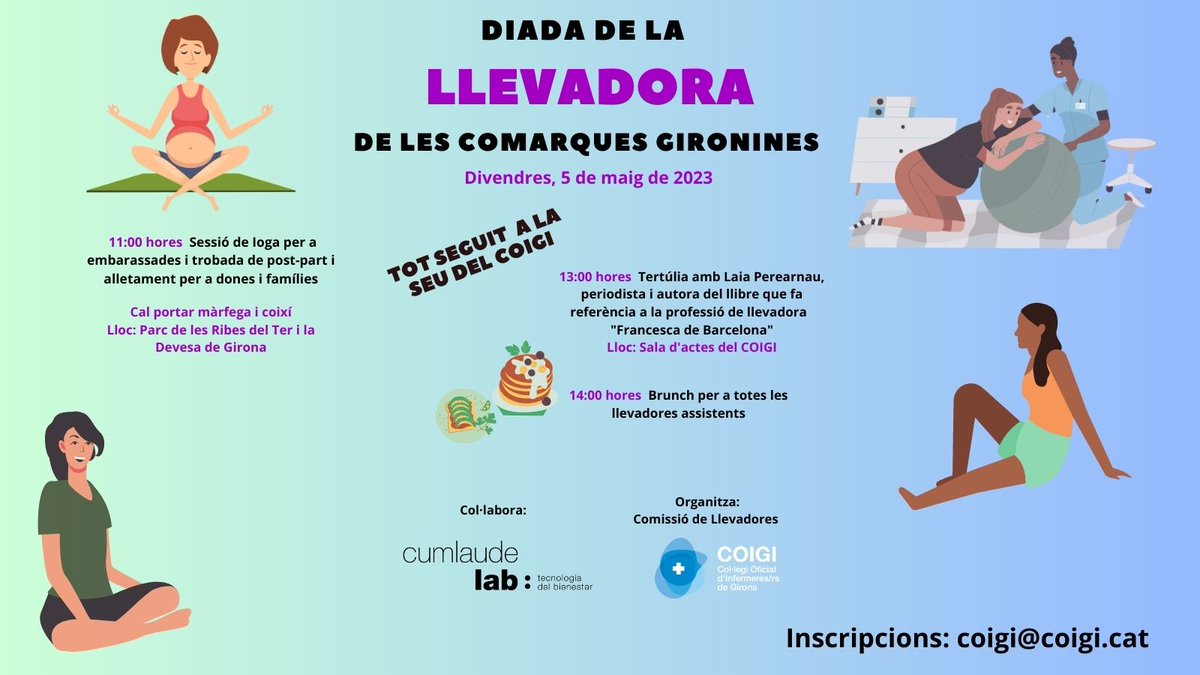 COIGIrona's tweet photo. El divendres 5 de maig celebrarem la Diada de la Llevadora a Girona. Vina a celebrar-ho fent ioga amb nosaltres! https://t.co/IIDoDDapZD @Llevadores #embar https://t.co/3jPNa2vbjK