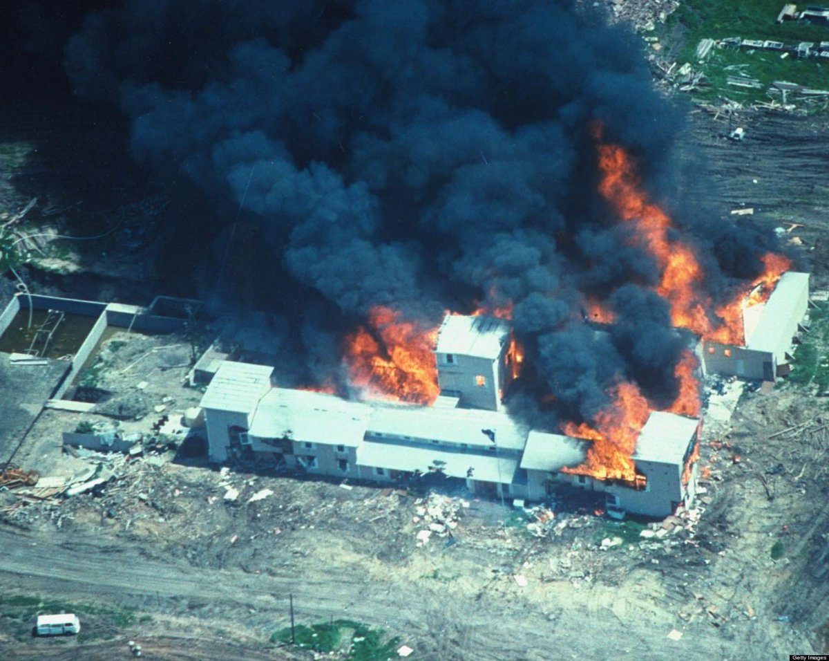 LPPAorg's tweet photo. Today, April 19th, in 1993, the Waco Siege came to an end when federal agents including the FBI & Delta Force murdered 76 people, including 25 children and two pregnant women, to cover up the murderous incompetence of the ATF. They used tear gas and set fire to the building as part of the massacre.

Their sheer callousness was put on full display and to this day they have still not been held accountable for their actions.