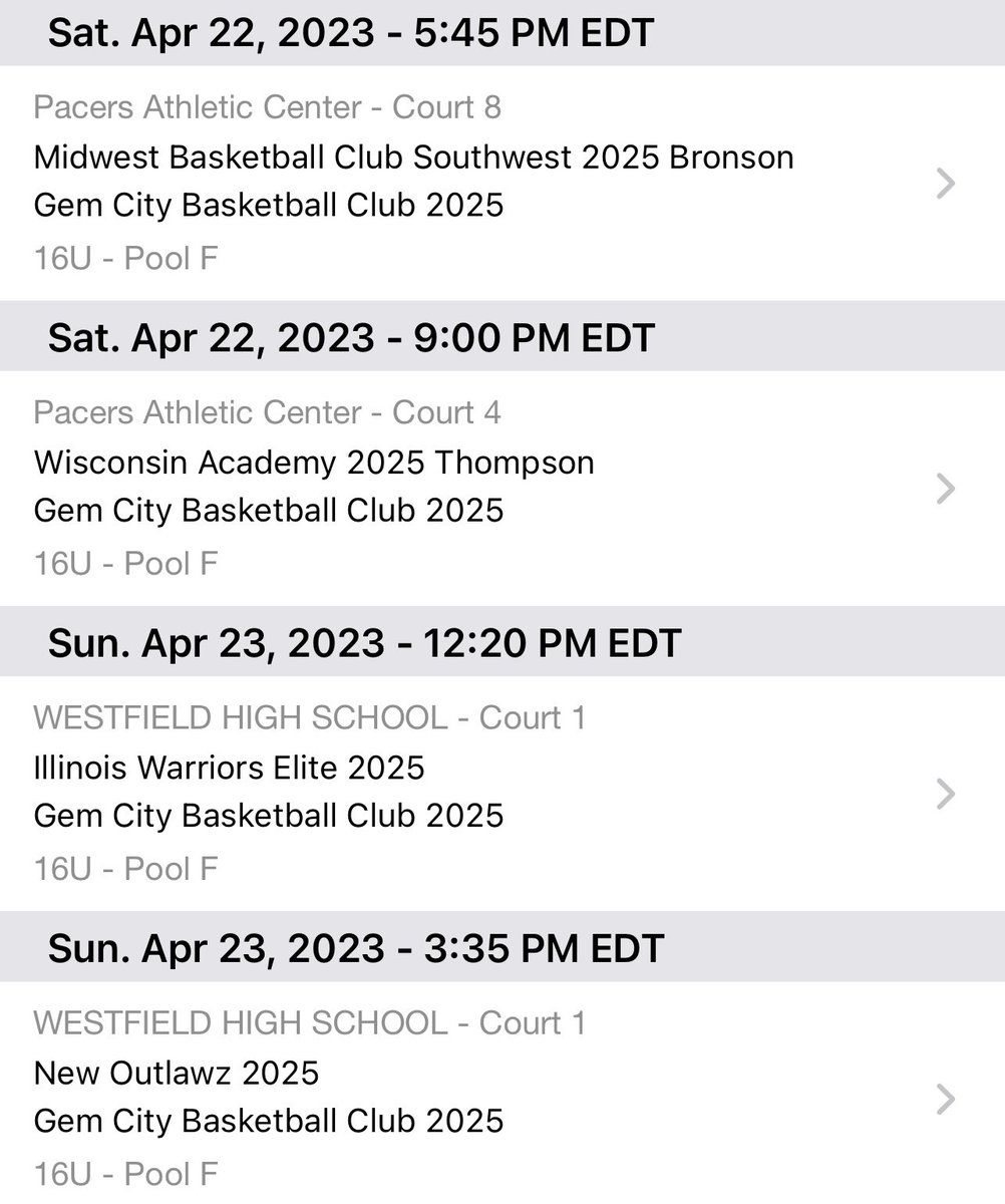GemCityBC's tweet photo. Rosters and Schedules for The Stage this weekend in Indianapolis.

Coaches: @peters4523 and @SKeim09 https://t.co/EOqqNkn7YY