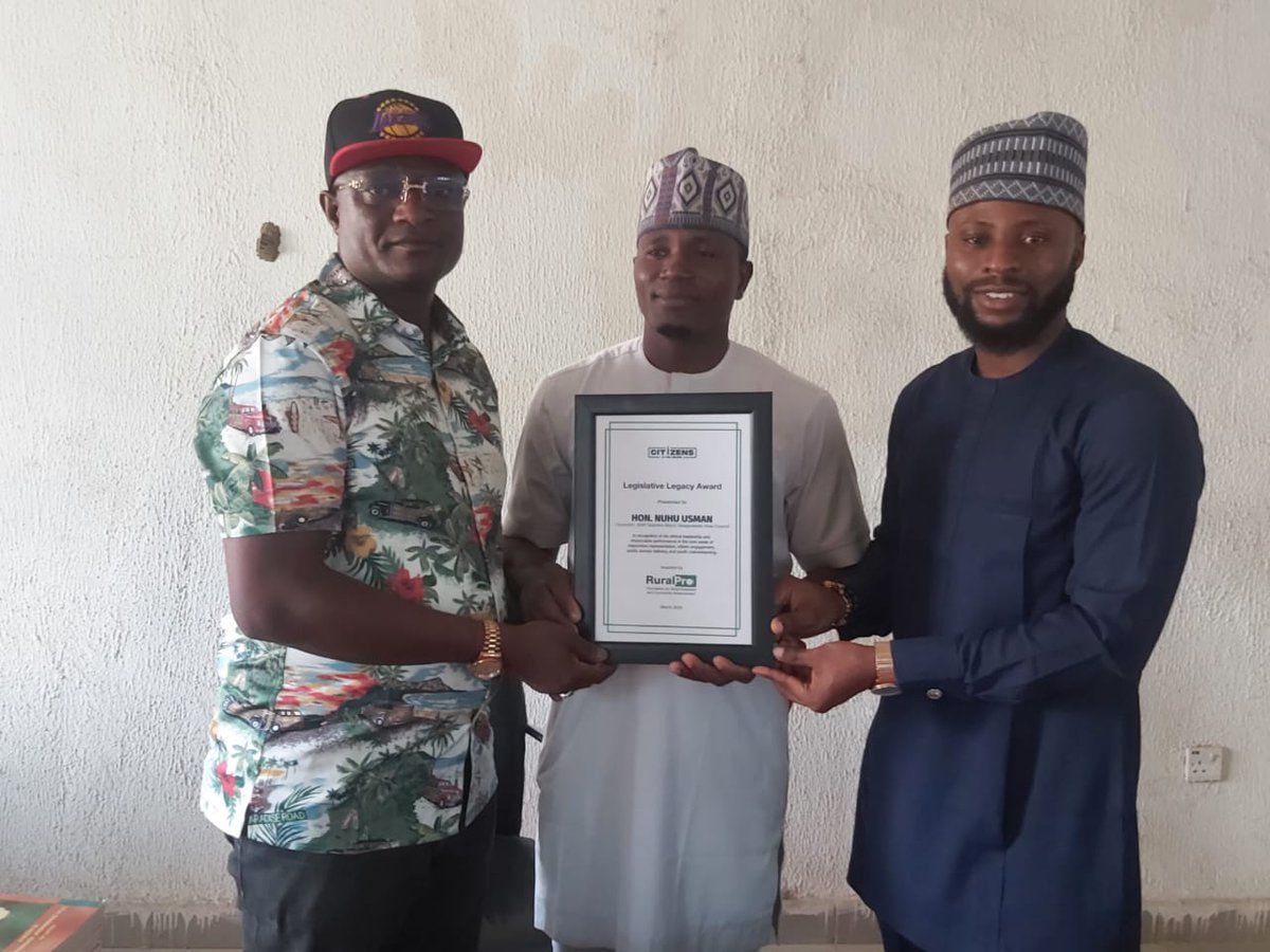 forRuralPro's tweet photo. We are thrilled to announce that Hon. Nuhu Usman, Councilor, Quarters Ward, Gwagwalada Area Council, Abuja has been awarded the Legislative Legacy Award by Foundation for Rural Proletariat and Community Advancement (RuralPro). 

More: https://t.co/dT79a9GMs4

#CitizensAtTheCentre https://t.co/hH8lcvOyui