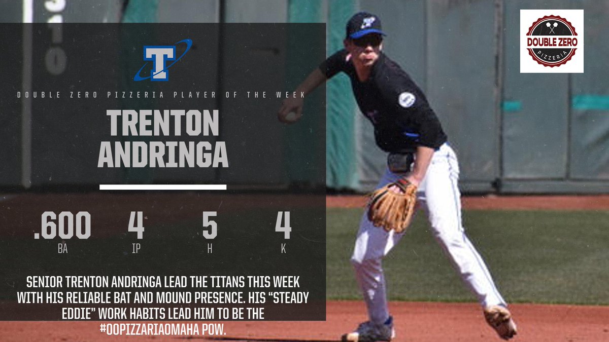 PLSTitansBB's tweet photo. Double Zero Pizzeria Player of the Week
Senior Infielder / Pitcher
Trenton Andringa
https://t.co/jzuHro04UC https://t.co/mJ6SjV9Bz8