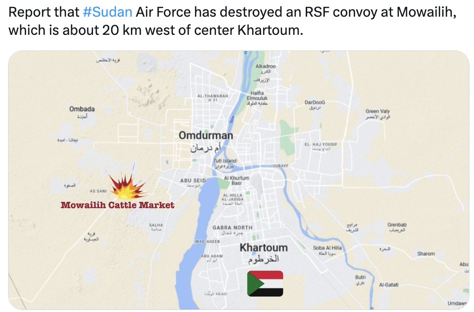 sudanreeves's tweet photo. I offer here an update to yesterday's overview of the military situation in #Sudan, base on all information available to me, as of 10:30 EDT, April 19. Revisions and corrections will be offered as needed. Comments welcome. https://t.co/vqu9idwVFp