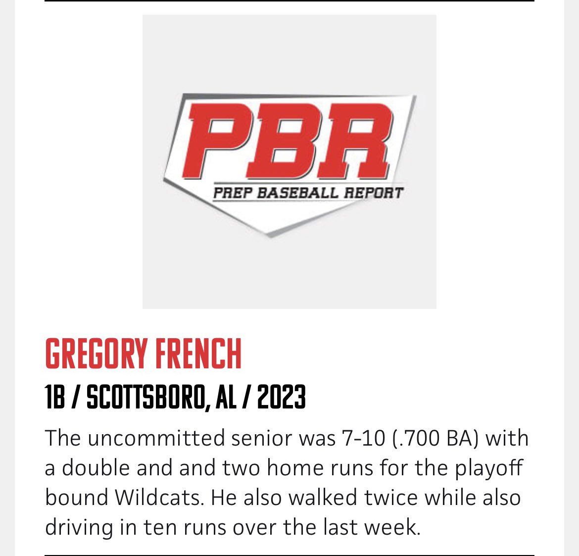 shsbaseball4's tweet photo. Unsigned Senior @Gregoryfrench33 continuing to show out. #Family https://t.co/NmjLNHo9sY