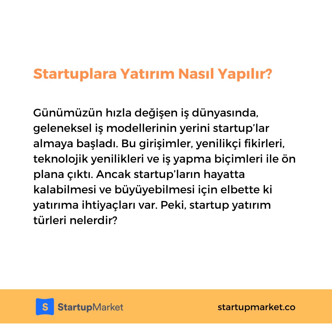 StartupMarketSM's tweet photo. Startuplara Yatırım Nasıl Yapılır?
Blog yazımızın devamına erişmek istersen: https://t.co/UzQWYMYJRX
#startupmarket #startupblog https://t.co/VXlhGsEjbS