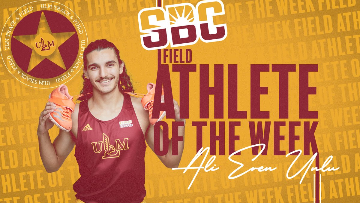 ULM_Track's tweet photo. Congratulations to Ali Eren Unlu, the Sun Belt Conference Men's Field Athlete of the Week after winning the elite division of the high jump at last weekend's Mount SAC Relays! His mark of 7-2 set a new school outdoor record and ranks fifth nationally!

#TalonsOut https://t.co/BHhfIY0fHf