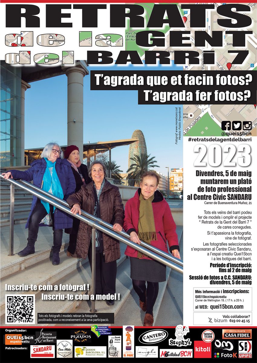 RetratsDelBarri's tweet photo. Des del pirulí del carrer  de Pujades enviem un crit al món: Busquem fotografs i models per participar a Retrats de la gent del barri 7 #RGB7. Participa a https://t.co/g2V8Ymw5ew
Organitza @Quei15bcn.  Patrocini principal  @parcsandaru @Foto_K @Kitoli https://t.co/dVWLFOUTXU