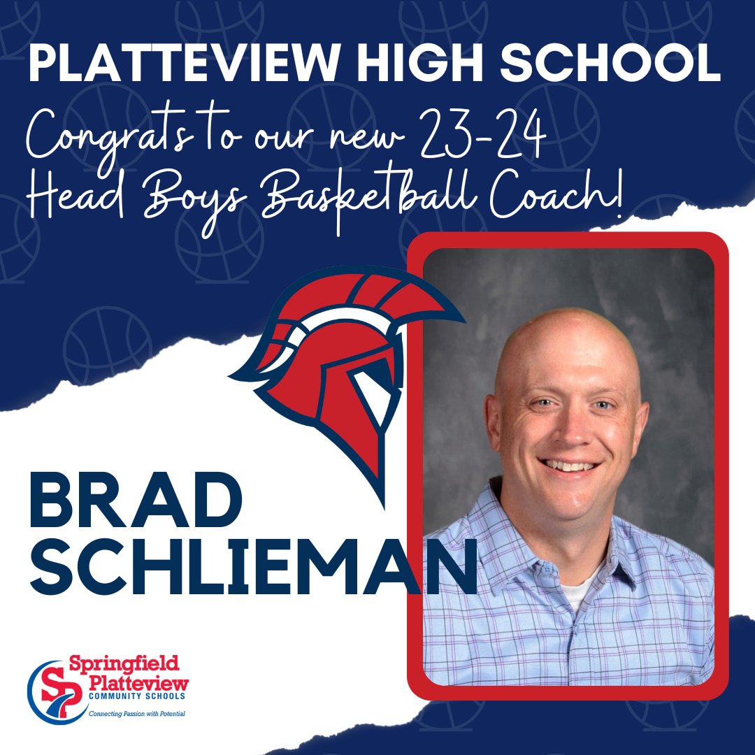 Congrats to our new 23-24 Head Boys Basketball Coach, Mr. Brad Schlieman! <a href="/Platteview_HS/">Platteview Trojans</a>