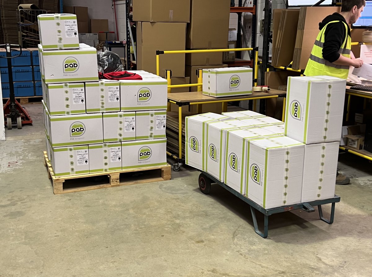 VimpexMartin's tweet photo. First delivery of new Cash in Transit helmets being processed to send to @Cardtronics_UK @NoteMachine   #cashintransit #PABhelmets #helmet #postoffice #security #vimpex for further information contact @vimpexmartin @vimpexkev @vimpexsteve @VimpexLtd https://t.co/8dDrCypGY7