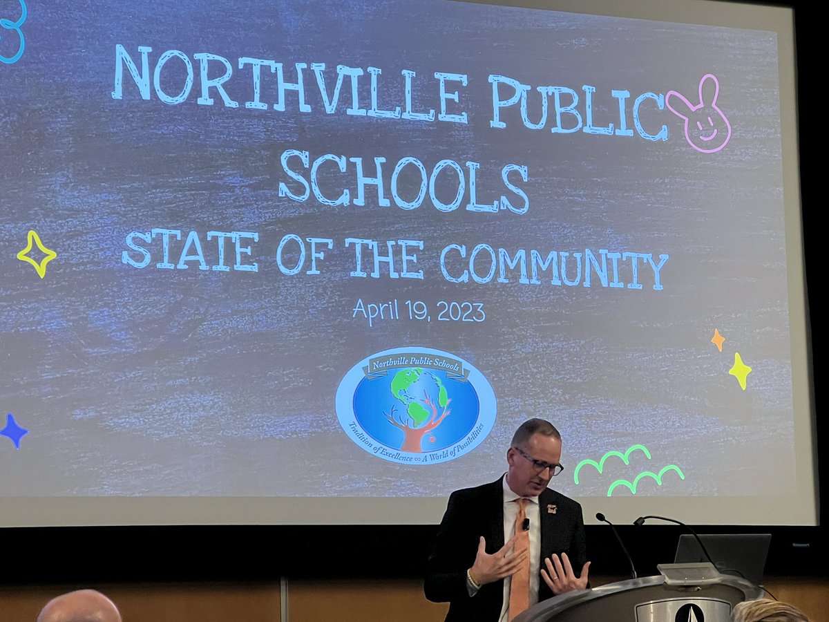 NorthvilleEDU's tweet photo. Northville celebrated the State of the Community today with presentations from the city, township, and Northville Public Schools. #NPSWorldofPossibilities @twpnorthville @NorthvilleCity @NorthvilleChamb #Northville #StateoftheCommunity https://t.co/z1GI12lBmE