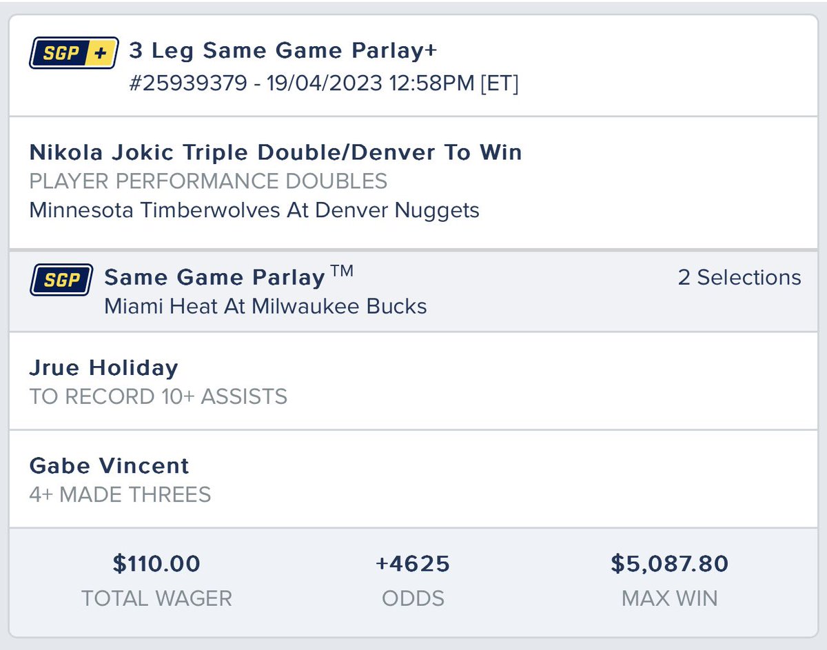 SmartPlaysDaily's tweet photo. #NBA Lottery Pack 🍀 

• Jokic has a TD in his L2/3 Vs Minn. 
• Holiday 10+ Ast L3/4 Vs Miami w/o Giannis. 
• Vincent 5+ Threes L2/2 Vs Milwaukee w/o Herro.   Vincent 4/5 from deep in G1 

If this hits I’ll pick 5 people to win $500 each!  Must Like/RT to enter.  Let’s ride 🎯 https://t.co/VYQHScctNz
