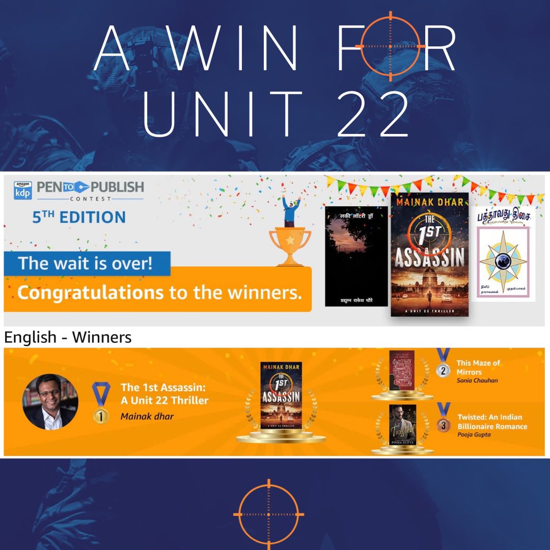 Thanks to readers for their love and the jury for selecting The 1st Assassin as the winner in <a href="/amazonIN/">Amazon India</a> #pentopublish contest…
