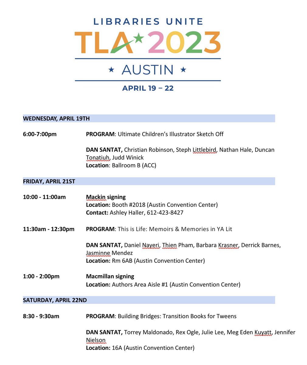 I’m at #TLA2023 

Here I will be….