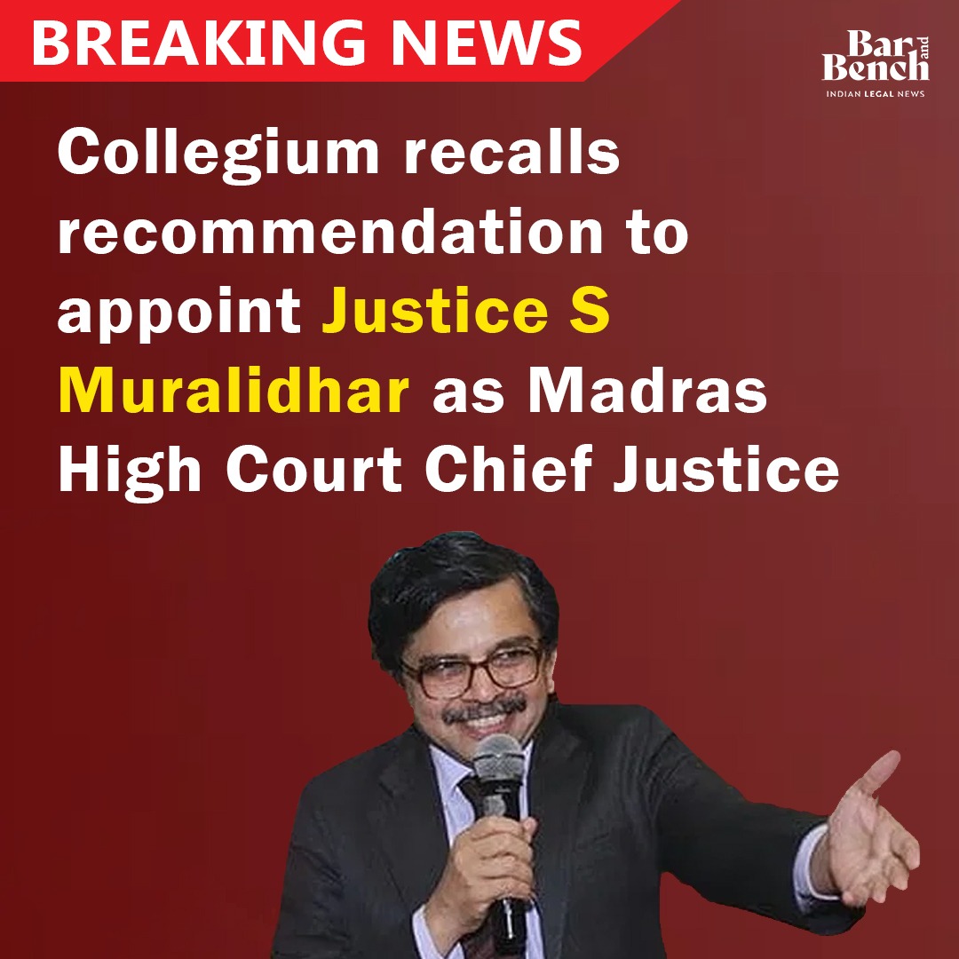 Bar & Bench on Twitter "[BREAKING] Collegium recalls to