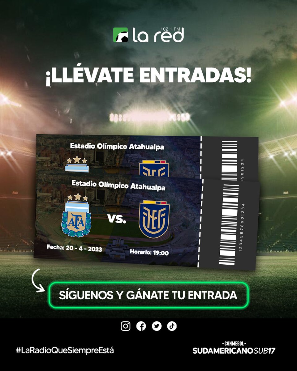 laredecuador's tweet photo. 🔥  SORTEO 🔥 

Nos vamos al estadio para el partido: @Argentina vs @LaTri. Sigue las instrucciones para ganar ⬇️

1. Síguenos.
2. Comenta tu pronóstico.
3. Dale RT a este tweet.

Recuerda estar pendiente a nuestras redes para conocer a los ganadores 🥳 https://t.co/HAZArrspAS
