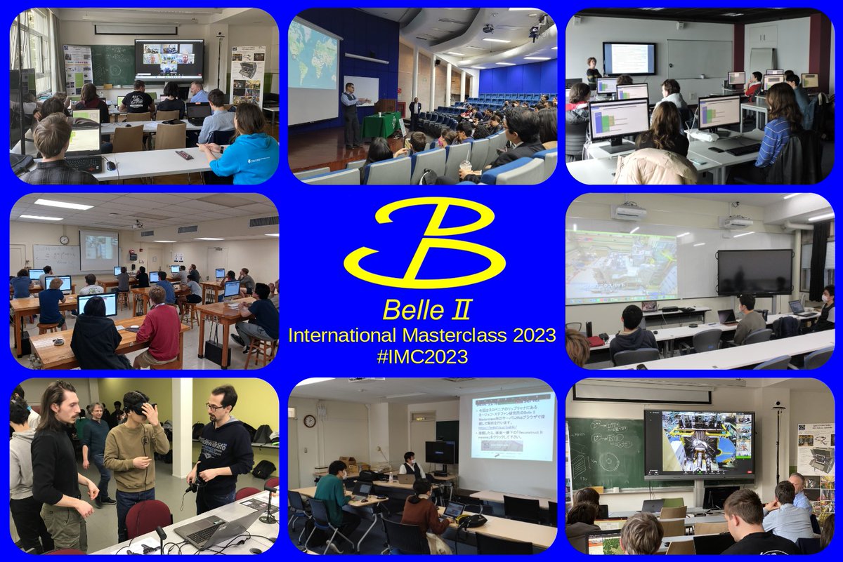 belle2collab's tweet photo. We welcomed approximately 400 school children at 15 institutions - they learned about how an experiment works, had a virtual tour of the Belle II control room and Tsukuba hall, and were able to perform their own data analysis guided by Belle II physicists.  #Belle2 #IMC2023 https://t.co/CYaksHDmV5
