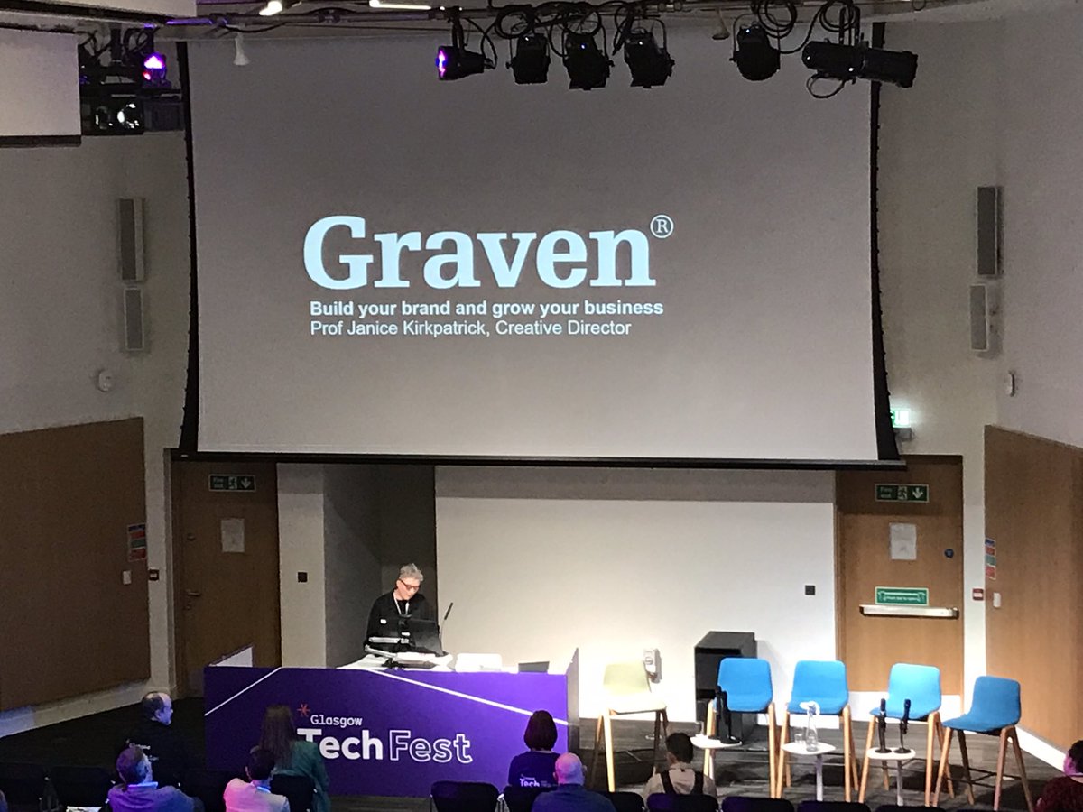 SprengThomson's tweet photo. We’re pleased to be at #GlasgowTechFest hearing from Janice Kirkpatrick OBE, Creative Director at @GravenHQ on the Graven story so far and the importance of brands! 🤝 https://t.co/Clkgb8clbk