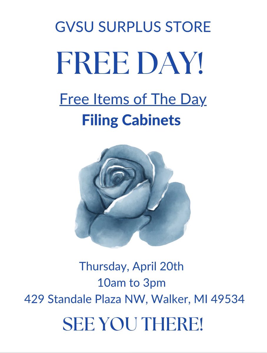 GVSUsurplus's tweet photo. FREE DAY‼️ Did we see that correctly?! 

Yes! Come by tomorrow, Thursday 10am - 3pm as we have select file cabinets that will be free!!! 

The items will be marked in the store so that you know what you can take free of charge! https://t.co/258wqVJ3uT