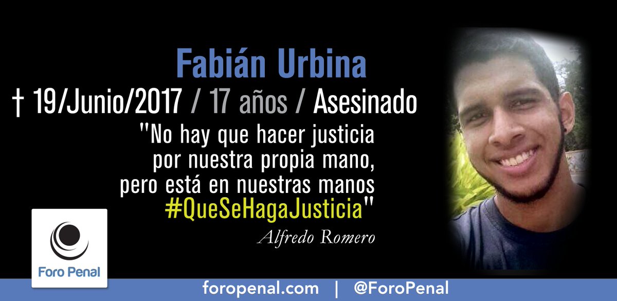 ForoPenal's tweet photo. #19Ab Hoy se cumplen 5 años y 10 meses de la muerte de 𝗙𝗮𝗯𝗶á𝗻 𝗨𝗿𝗯𝗶𝗻𝗮 el 19/06/2017.
No lo olvidemos. #QueSeHagaJusticia
-Foro Penal -
Más información sobre el caso aquí: https://t.co/2Aectt3gWf https://t.co/agz4g6A2Jl