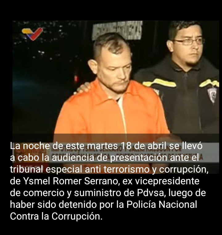 #19Abr|✍️🇻🇪| Cayó otro corrupto otro traidor más, qué trabajaba en PDVSA
Ismel  Romero Serrano, detrás de él hay muchos corruptos más. #GestaIndependentista
¡Mano dura contra la Corrupción!! ¡Caiga quien caiga!⚖️ 🔏⛓️🔗
