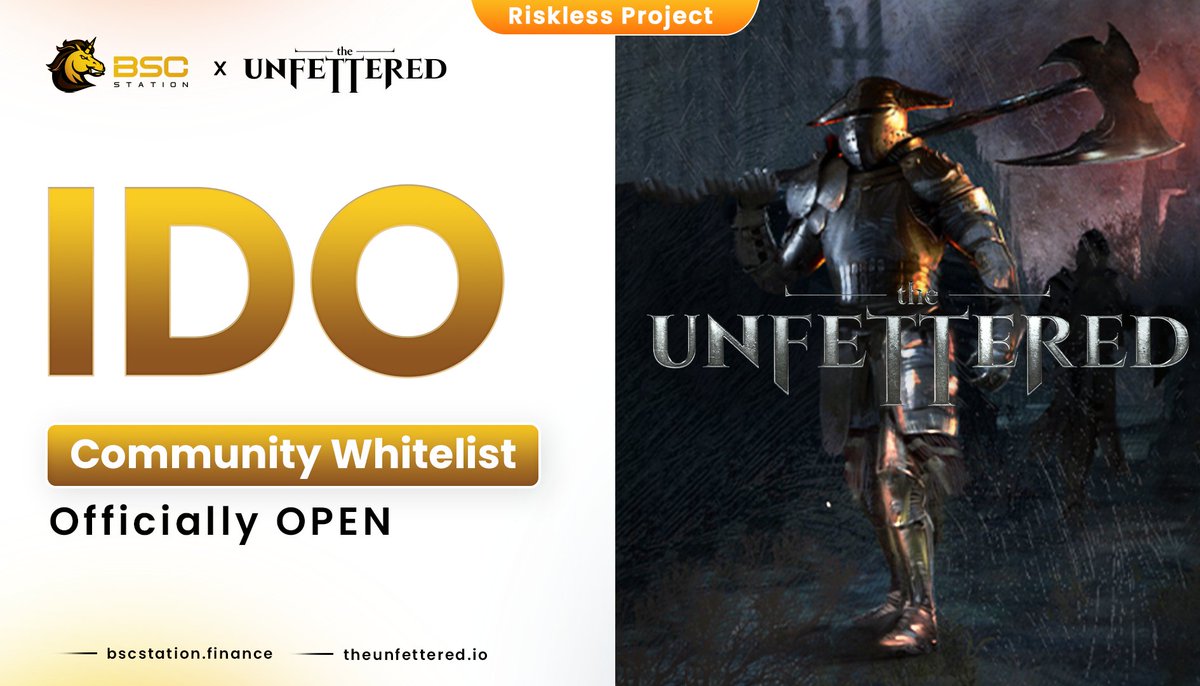 BSCS_Global's tweet photo. 📣 @unfetteredgame IDO Community Whitelist Officially Open 📣

⏰Register Time: 5 PM, 19th - 5 PM, 26th Apr (UTC)

👉Complete the tasks and Fill in this Form: https://t.co/wwAIrQhsXX

🗓IDO Time: 9 AM - 4:30 PM, 28th Apr (UTC)

📕Check detailed info here: https://t.co/G0Mo2K1Cr1 https://t.co/dykYgBBSkh