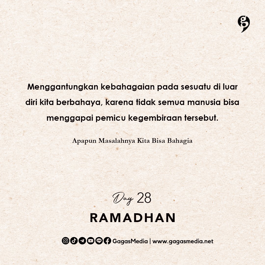GagasMedia's tweet photo. Yup, kebahagiaan itu tanggung jawab masing-masing, trust yourself yaa ✨

#onedayonequote https://t.co/z4hCja6iZW