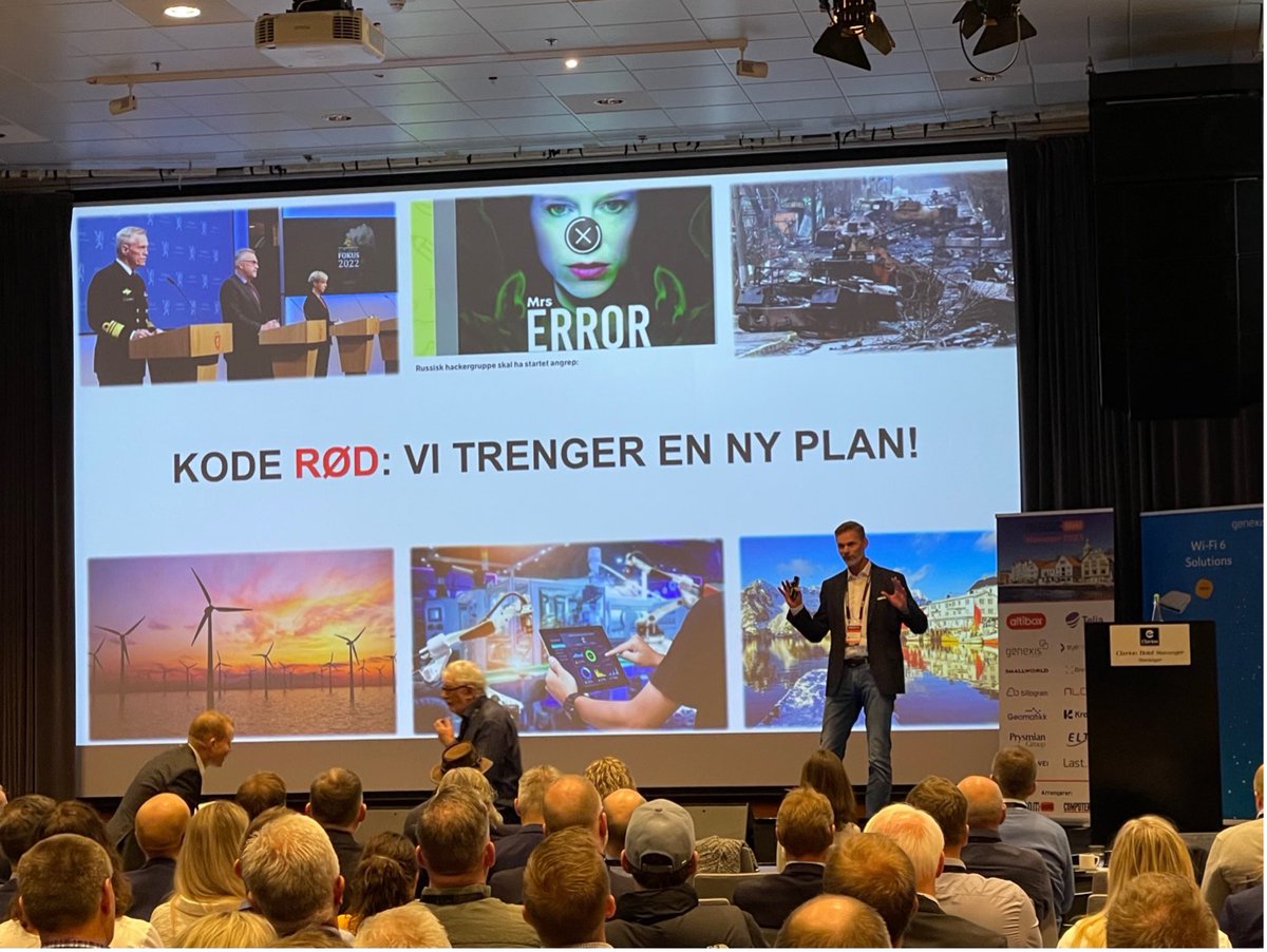 oyvindhusby's tweet photo. TELECOMWORLD 2023
Norge har aldri vært mer avhengig av digital infrastruktur – men heller aldri vært mer utsatt for trusler. Hvordan bygge infrastruktur som er klar for KRISE og KRIG? Vi trenger en 10 årssplan - samme mal som «Nasjonal transportplan»  @IKTNorge #cybersecurity https://t.co/ojiEzz1Mh0