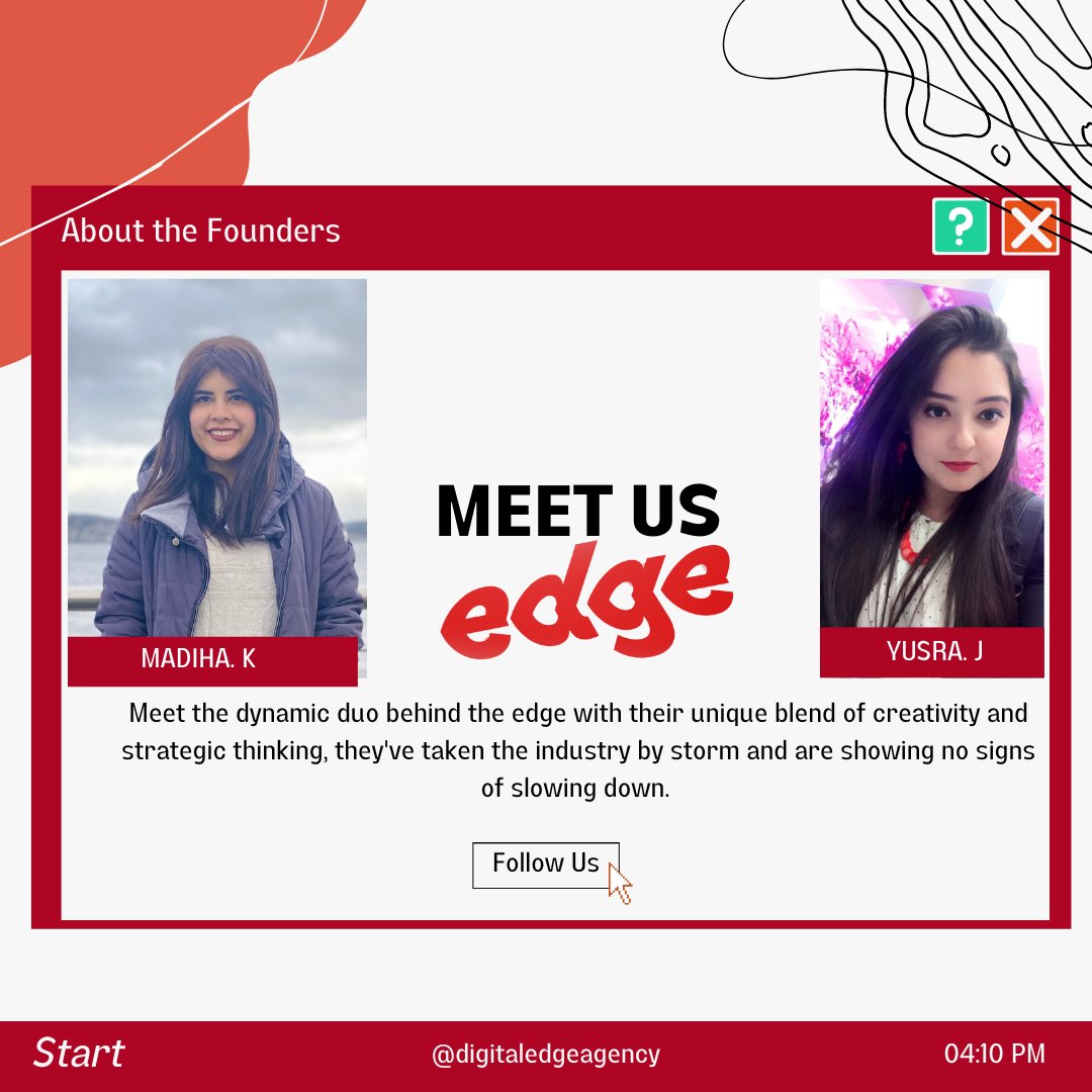 _DigitalEdg's tweet photo. Meet the Dynamic Duo from #Edge

#DigitalEdge #DigitalMarketing #MeettheTeam https://t.co/SohoBHJzxT