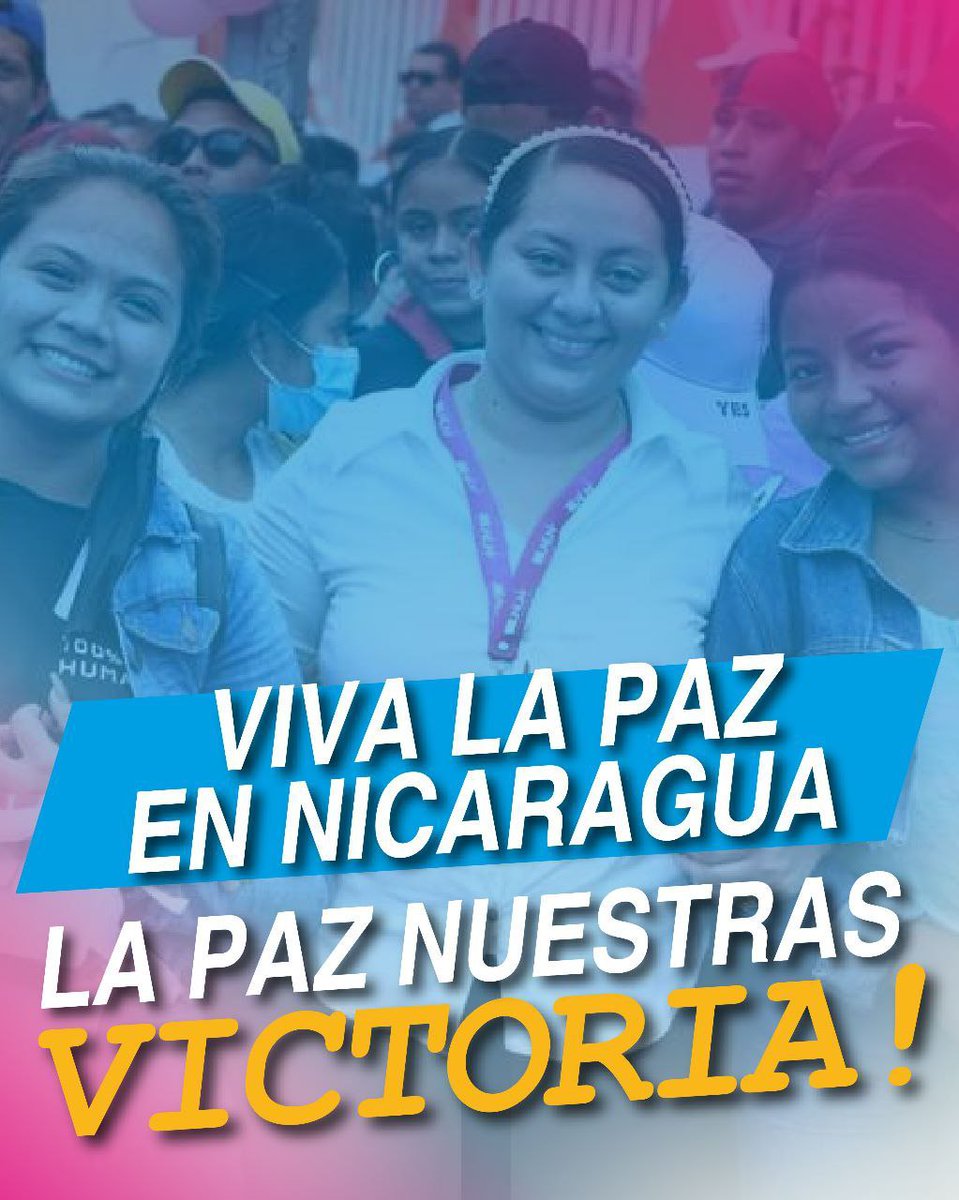 Hoy celebramos el Día Nacional de la Paz 🕊️✌️

El pueblo Nicaragüense que sabe de luchas y victorias defiende la paz, porque la paz es derecho, es progreso, es un don que viene de lo alto. 

Feliz Días a Todos ✨

#LaPazNuestraVictoria