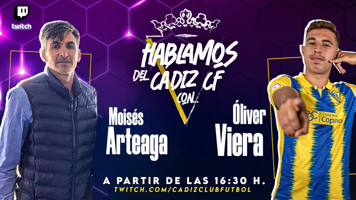 Mañana en <a href="/TwitchES/">Twitch ES</a>, a partir de las 16:30 h #HablamosdelCádiz:

⚽️ #EspanyolCádiz con Moisés Arteaga (<a href="/Artemoi/">Moises Arteaga</a>) 
💛 Mirandilla con <a href="/OliverViera30/">Óliver Viera</a>
🧠 Gestión de emociones con <a href="/rafamigueles/">Rafa Migueles</a>
👶 Cantera con <a href="/marcosrodri977/">Marcos Rodriguez</a>
🎤 Música con Nerea López

📱 twitch.tv/cadizclubfutbol