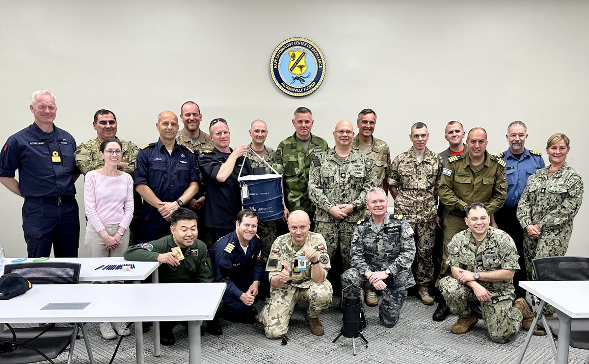 Strengthening Maritime Partnerships! Partner nation defense attachés visit the <a href="/NavyMedicine/">Navy Medicine</a> Entomology Center of Excellence (NECE) during a tour of @NASJAX_. NECE's mission is to develop and evaluate products, pesticides, and application technologies to protect deployed forces.