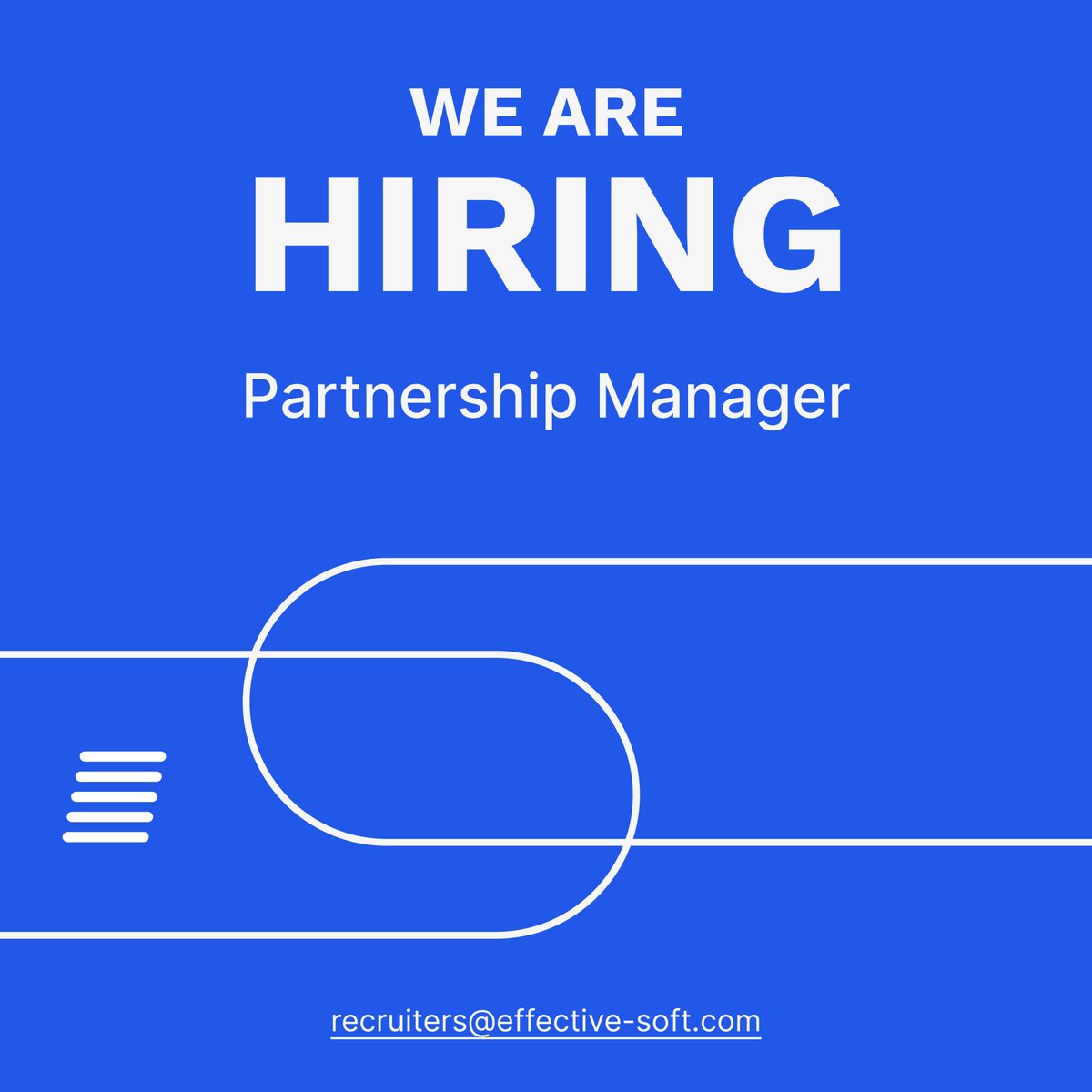 EffectiveSoft's tweet photo. EffectiveSoft is #hiring! We are looking for a #PartnershipManager who will be responsible for developing a new channel of lead generation, and maintaining #partnerships with other businesses to drive revenue and growth. Find more info here: https://t.co/5Ym8jvIfvc https://t.co/9JEwU1J4ox