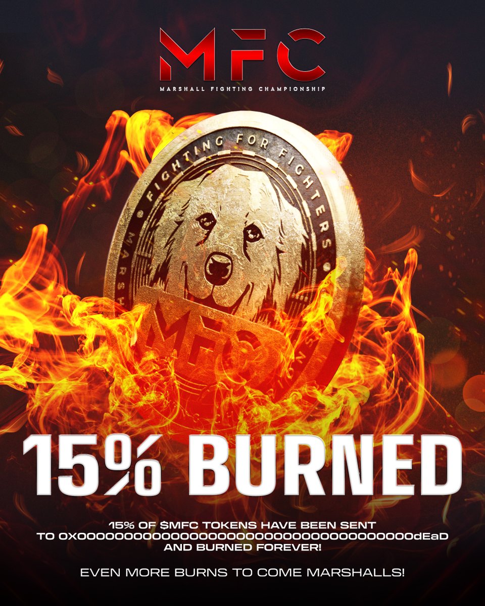 Marshallaisol's tweet photo. 15% of $MFC supply has just been burned FOREVER!

150M tokens worth ~220 $ETH and $440,000 $USD 💵

https://t.co/20uty2wnjJ

Sent to:
0x000000000000000000000000000000000000dEaD

Only 850M $MFC tokens are now in circulation instead of 1B tokens, and more burns to come Marshalls 🔥 https://t.co/qSEi7bjlaD