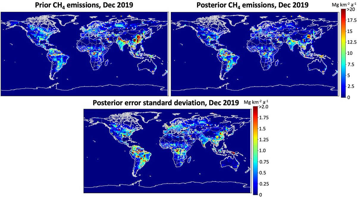 New preprint out today! We've built an open-source  platform called CHEEREIO that makes it easy for scientists to use observations -- like from satellites -- to make maps of emissions of various pollutants. Here is a demo with global methane🧵