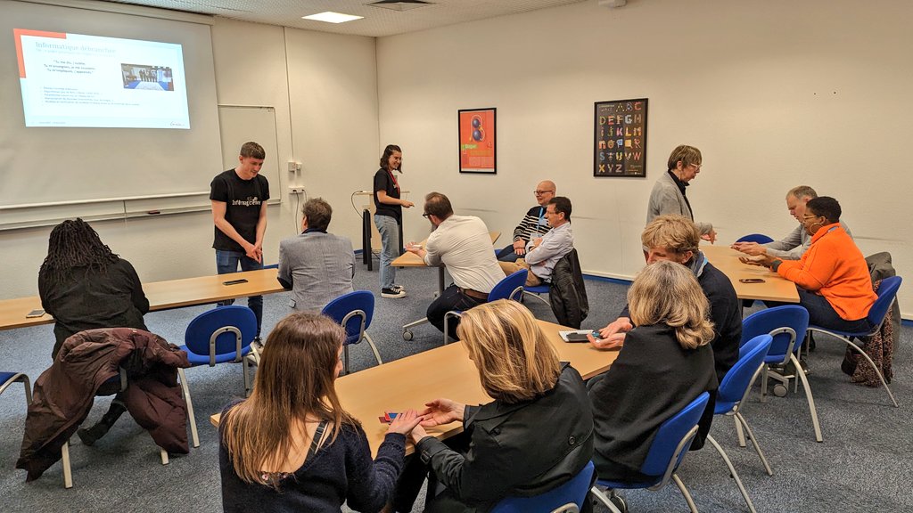 Inria_Nancy's tweet photo. 🤝 Nous avons le plaisir d'accueillir une délégation de l'@IHEST !
👀 Au programme : découverte d'@Inria, des travaux de recherche & des partenariats européens du centre, visite du @LHS_GrandEst, du #CreativLab et temps d'échanges & de pratique autour du dialogue science société. https://t.co/YMin4iHtQE