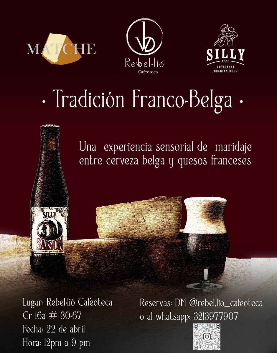 AwexBogota's tweet photo. ¿No tienes planes para este fin de semana?
Tenemos una propuesta que te hará viajar 🌍 ✈

Emmanuel Goldberg y Mathieu Lacoste organizan una experiencia sensorial de maridaje entre🍻 belga @Silly_Beer  y 🧀 franceses  #MATCHE

¡No te pierdas esta experiencia Franco-Belga! 🇫🇷🤝 🇧🇪 https://t.co/mASkSElutM