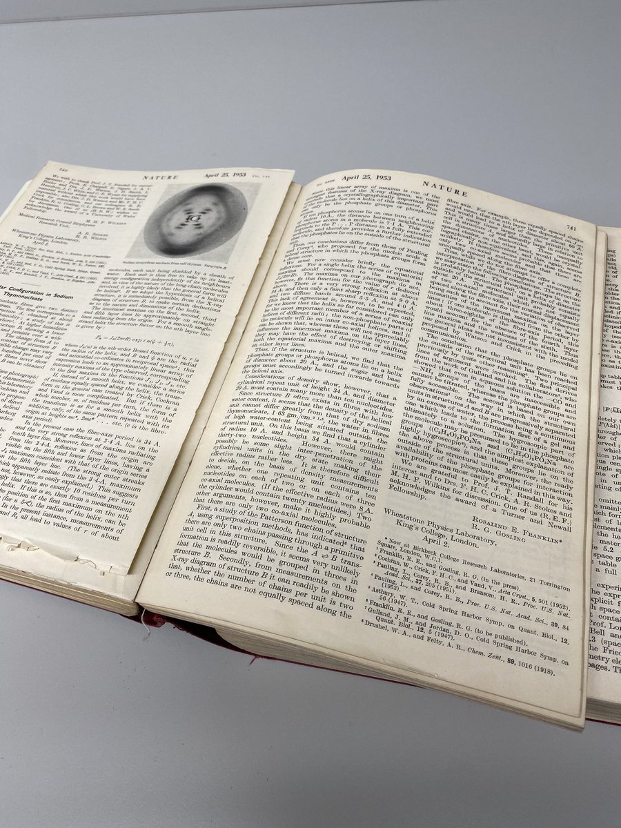 AfshinBeheshti's tweet photo. It’s not everyday which you can see the original papers from 1800 in Nature and also the original double helix paper! Thanks for the tour! https://t.co/d8r3mm85la