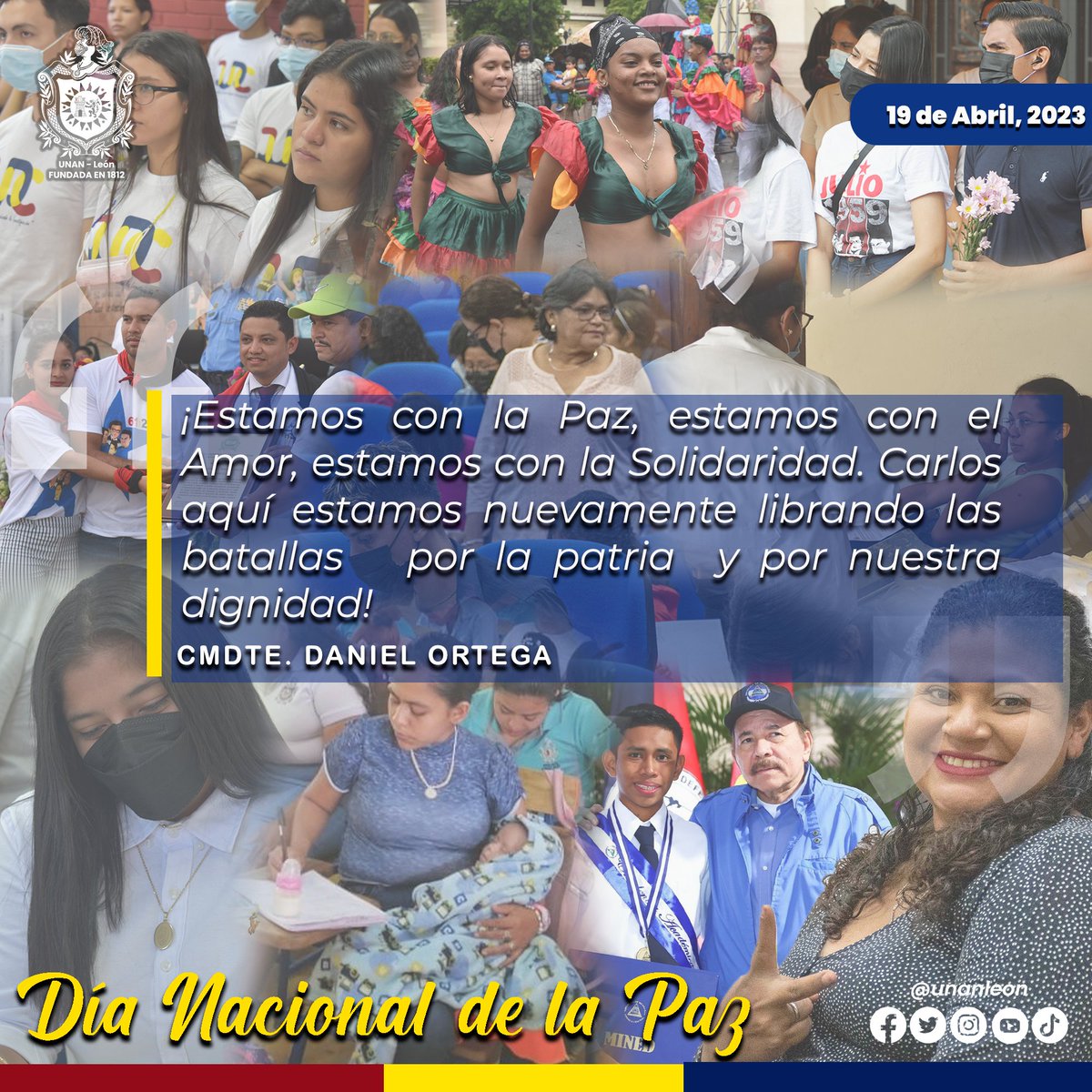 unanleon's tweet photo. 19 de abril | La Asamblea Nacional de Nicaragua ha declarado esta fecha como día nacional de la Paz.
#LaPazNuestraVictoria https://t.co/11CT7lrj4U