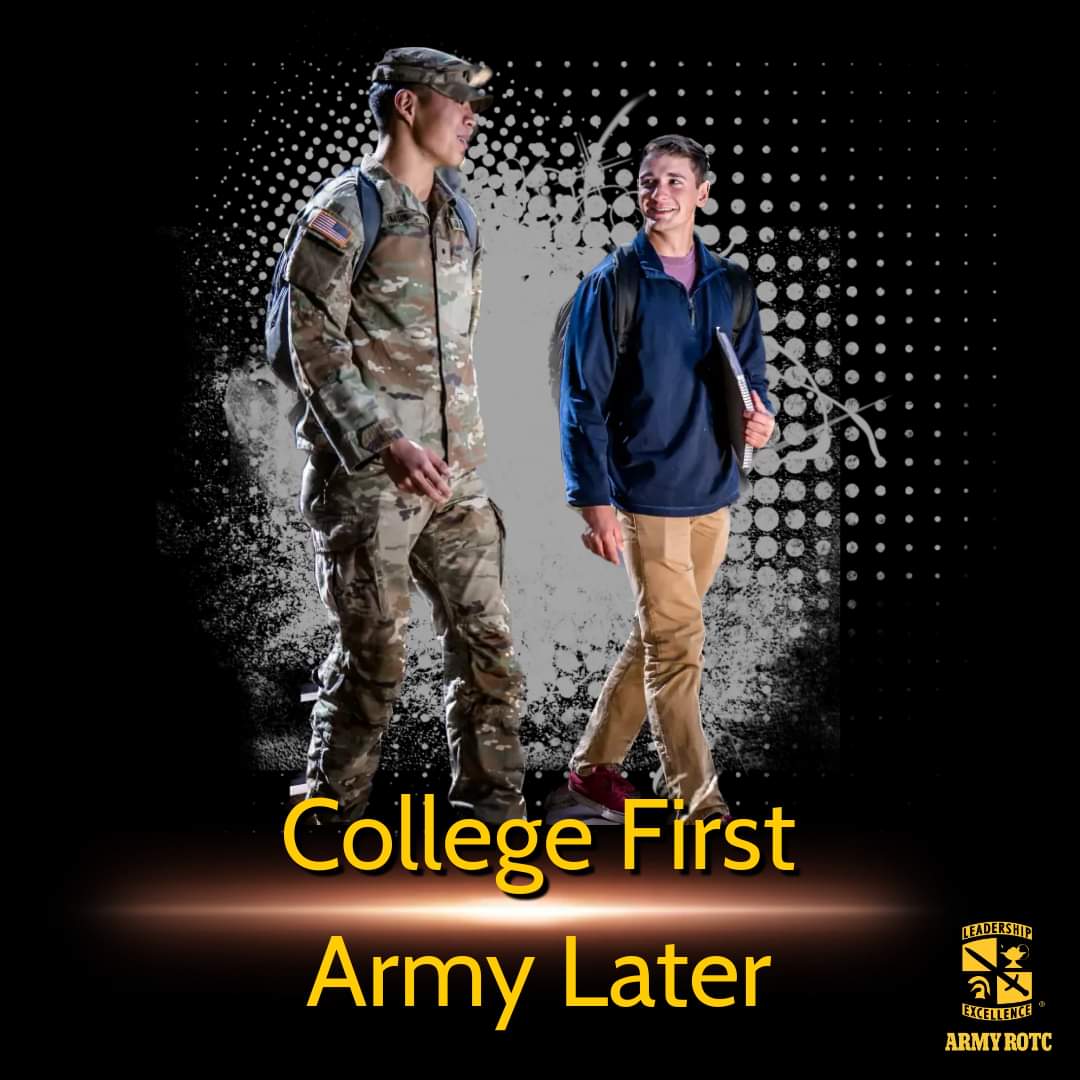 JoinArmyROTC's tweet photo. Above all, an #ArmyROTC cadet is a student first. A cadet's first priority is always to maintain the work in their classes and the completion of their degree. Graduates who complete ROTC will receive a bachelor’s degree and commission as a second lieutenant in the USArmy. https://t.co/Z68GZoxish