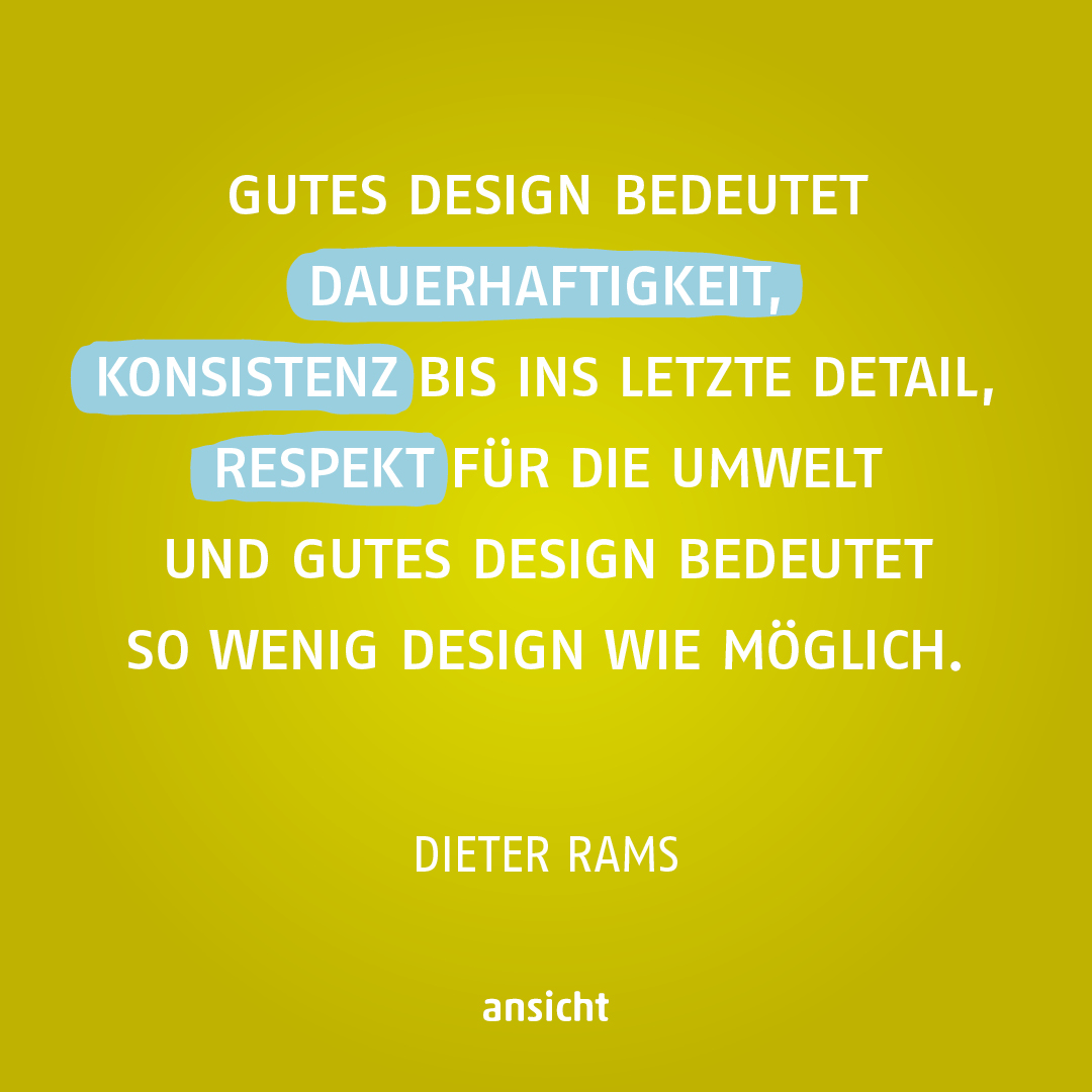 ansicht_wi's tweet image. „Gutes Design bedeutet Dauerhaftigkeit, Konsistenz bis ins letzte Detail, Respekt für die Umwelt." Dieter Rams frühe Thesen haben für uns als nachhaltige Kommunikationsagentur große Bedeutung.

designtag.org

#nachhaltig #zukunftsorientiert #weltdesigntag #design