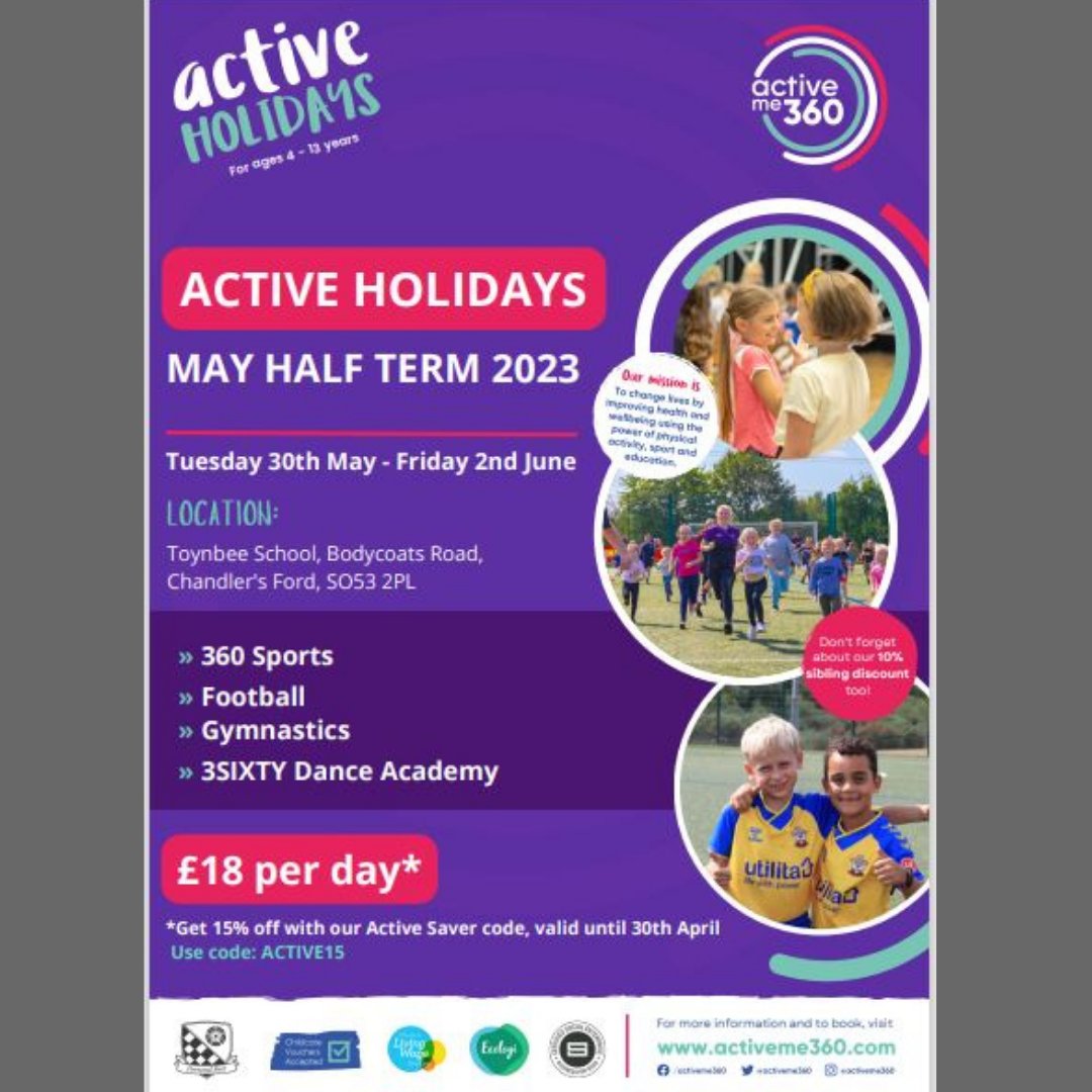 ToynbeeTogether's tweet photo. #Toynbeecommunity #activeme360 #Eastleigh #Holidaycamp #ChandlersFord #Dance #Gymnastics #football #MayHalfTerm #ActiveHolidays https://t.co/3qGrRc6SQc
