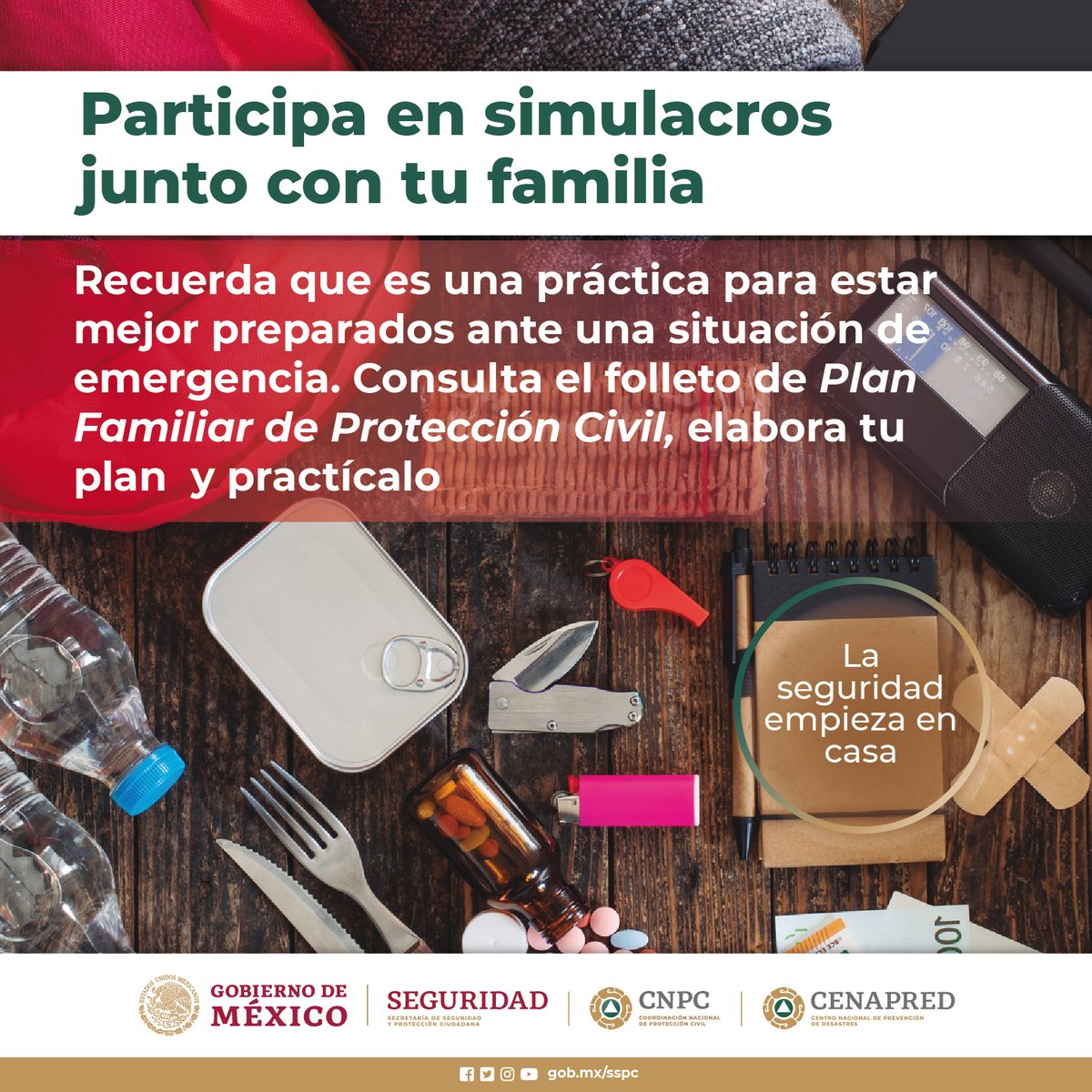 FinabienMex's tweet photo. ¡Participa!
Prepárate para el primer #1erSimulacroNacional2023 que se llevará a cabo hoy 19 de abril a las 11:00 horas. https://t.co/cZ4TWN0UAu