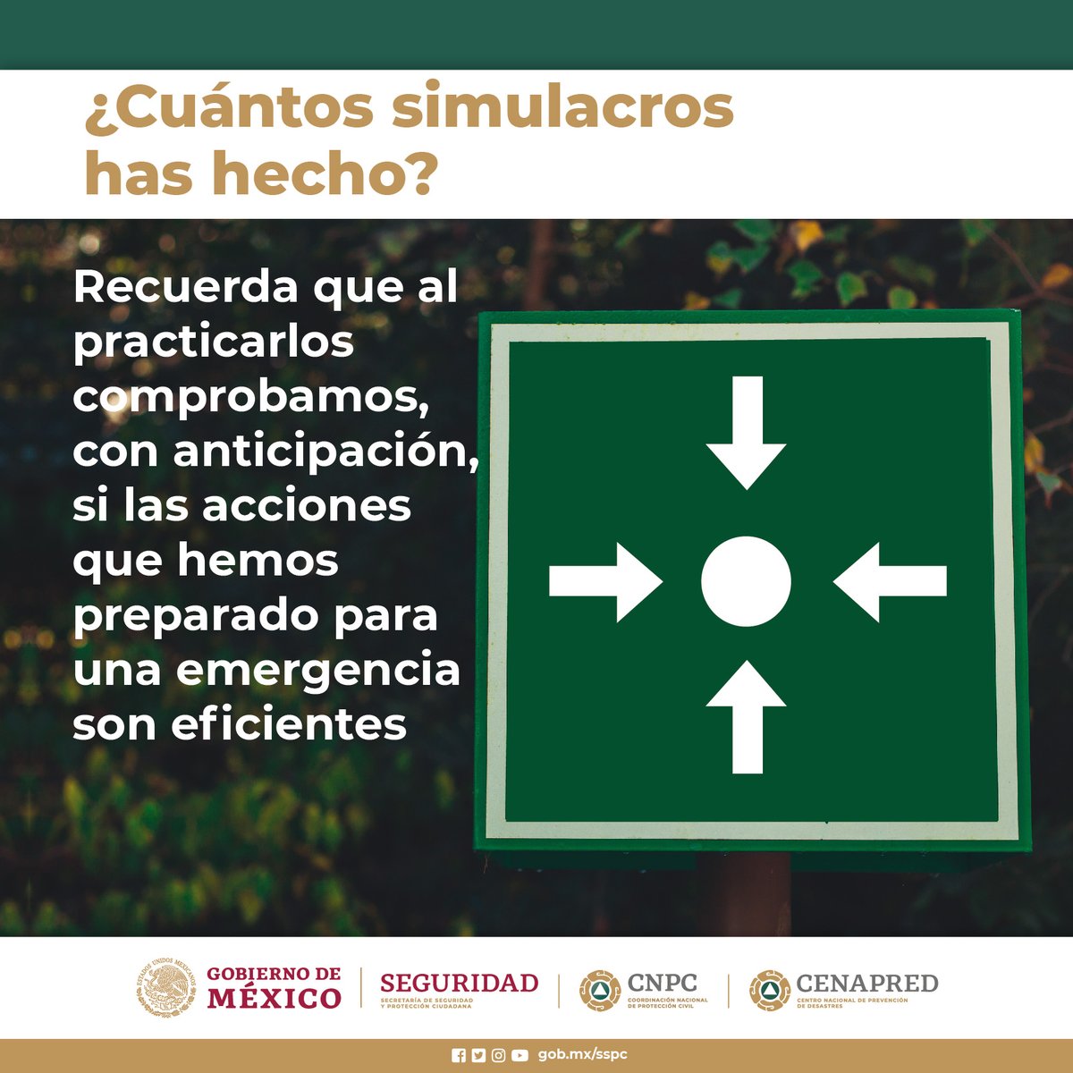 FinabienMex's tweet photo. ¡Participa!
Prepárate para el primer #1erSimulacroNacional2023 que se llevará a cabo hoy 19 de abril a las 11:00 horas. https://t.co/cZ4TWN0UAu
