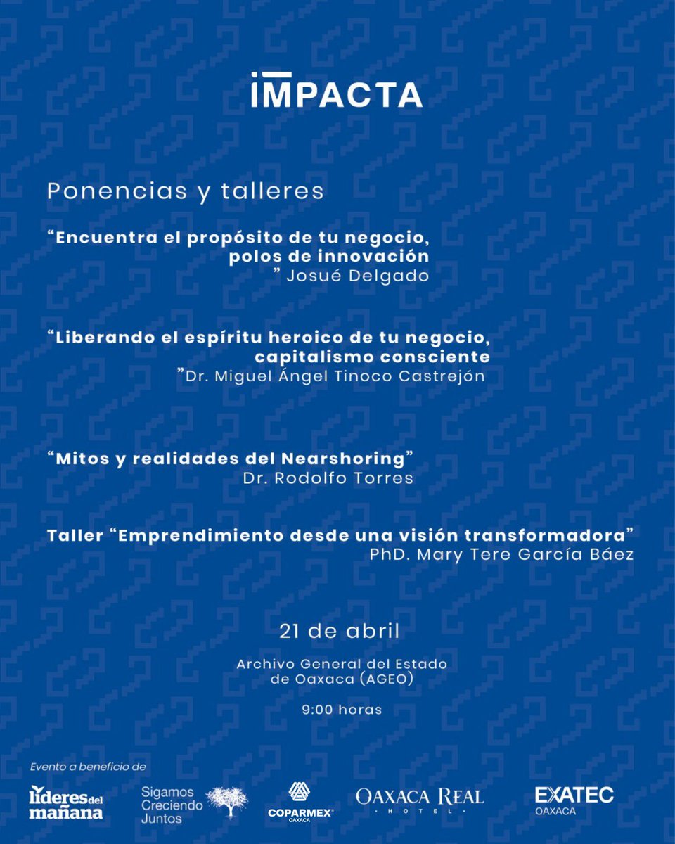EXATECOax's tweet photo. Nos vemos este viernes 
#IMPACTA 
Inscríbete aquí: https://t.co/tdSyCWrkCv https://t.co/yUS5lPBd0z