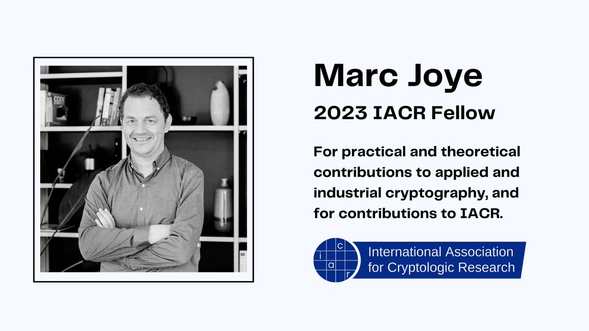 zama's tweet photo. Today we're proud. Our very own Marc Joye, Chief Scientist at @zama has been elevated to the rank of @IACR_News Fellow for 2023 🍻💛

Read more here: https://t.co/j4ZdEgmH60 https://t.co/ya9P36bR1X