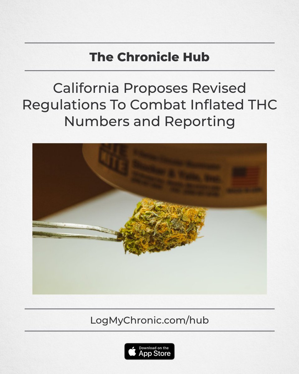 LogMyChronic's tweet photo. California to Combat Inflated THC Numbers // By Andrew Ward
#CaliforniaTHC #CvnnvbisRegulation #THCreporting
💻️ Read on our App or Website
https://t.co/gkz0NJukLr
📲 Download on the App Store today!
https://t.co/iobtNk8NaZ https://t.co/f3evHuXlTD