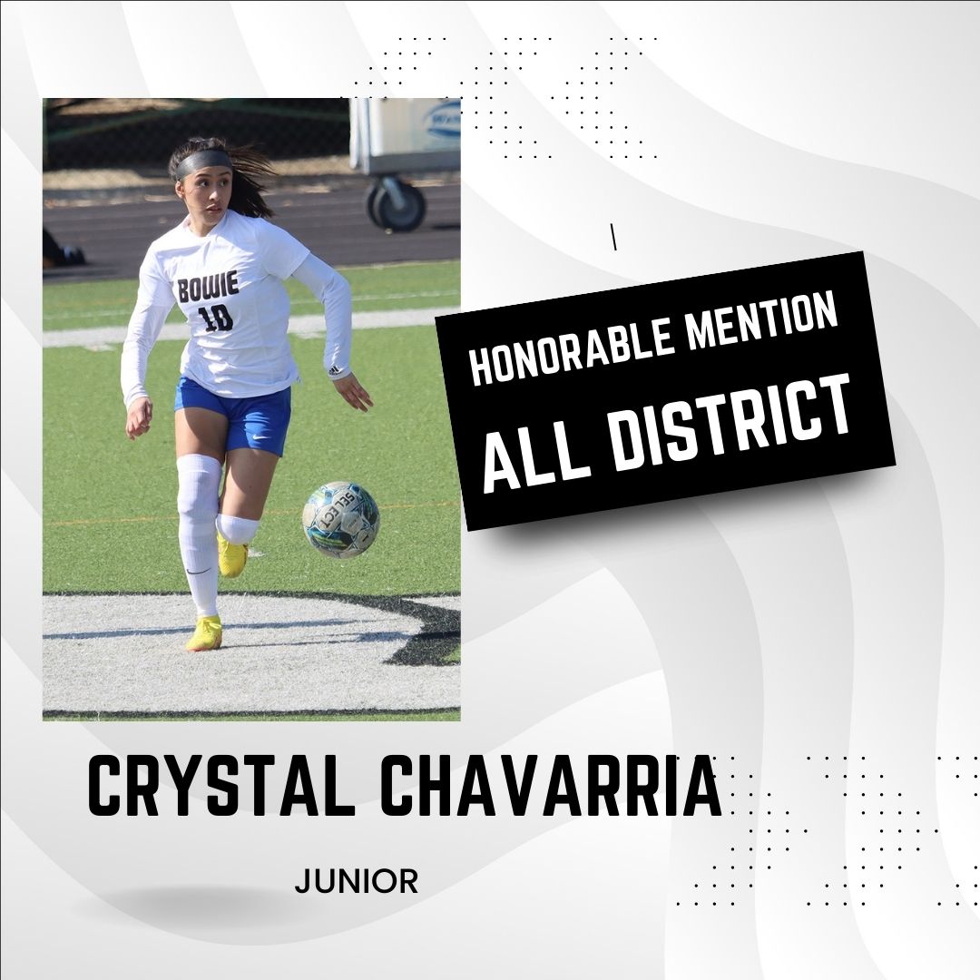 Congratulations to CM Junior Crystal Chavarria on being named Honorable Mention 2022-23 for district 8, 6A #bgs #girlssoccer