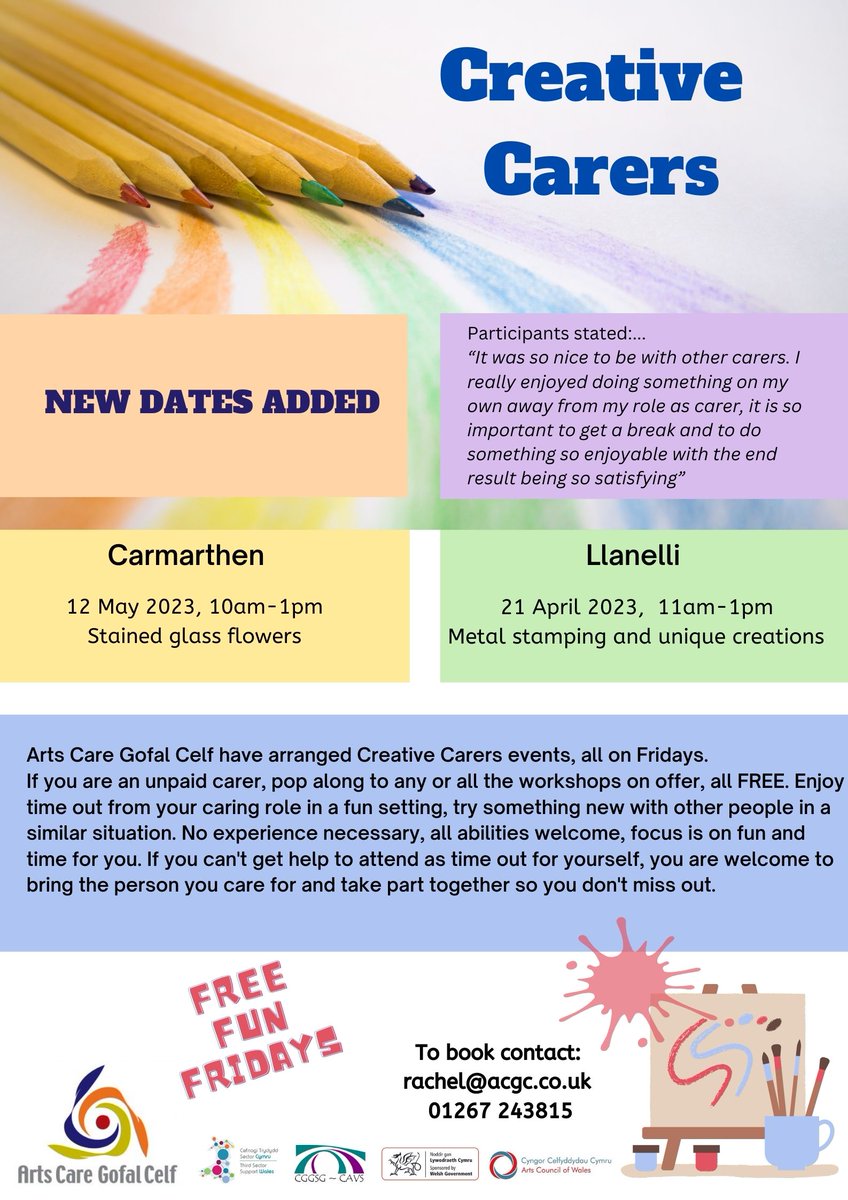 Digwyddiad Lleol <a href="/artscare/">Arts Care Gofal Celf</a> ⬇️